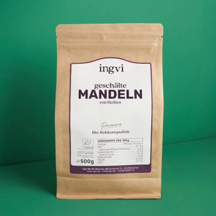 ingvi Mandeln geschält, Rohkostqualität, Bio, 500g