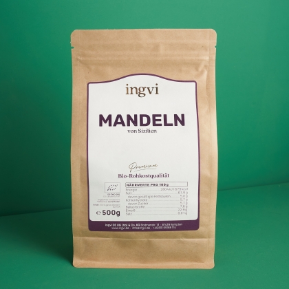 ingvi Mandeln ungeschält, Rohkostqualität, Bio, 500g