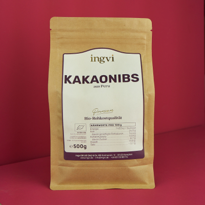 ingvi Kakaonibs Criollo, Rohkostqualität, Bio 500g