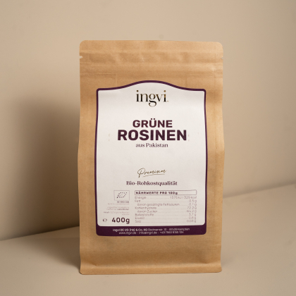ingvi Grüne Rosinen getrocknet, Rohkostqualität, Bio 400g