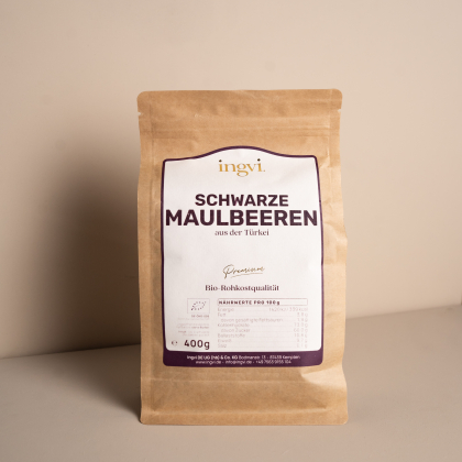 ingvi Maulbeeren schwarz getrocknet, Rohkostqualität, Bio 400g