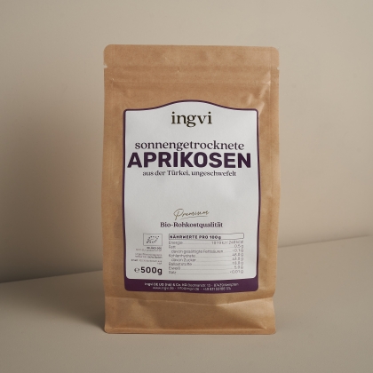 ingvi Aprikosen getrocknet, Rohkostqualität, Bio 500g