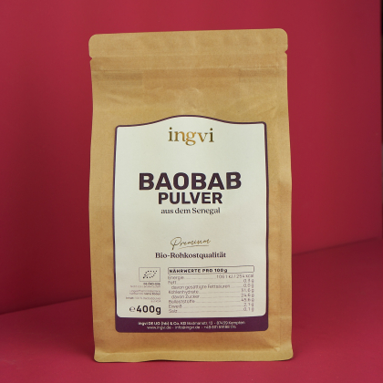 ingvi Baobabpulver, Rohkostqualität, Bio, 400g