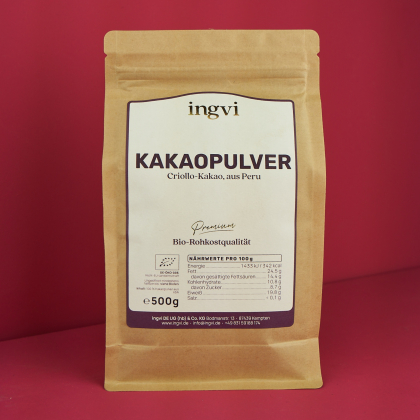 ingvi Kakaopulver Criollo, Rohkostqualität, Bio, 400g