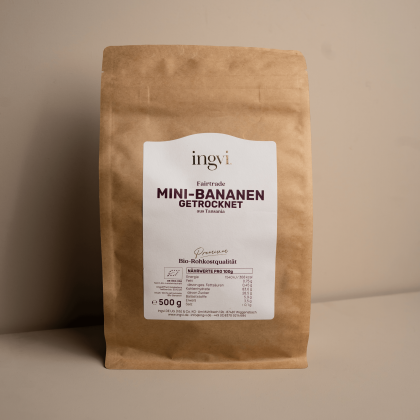ingvi Minibananenstreifen getrocknet, Rohkostqualität, Bio, 500g